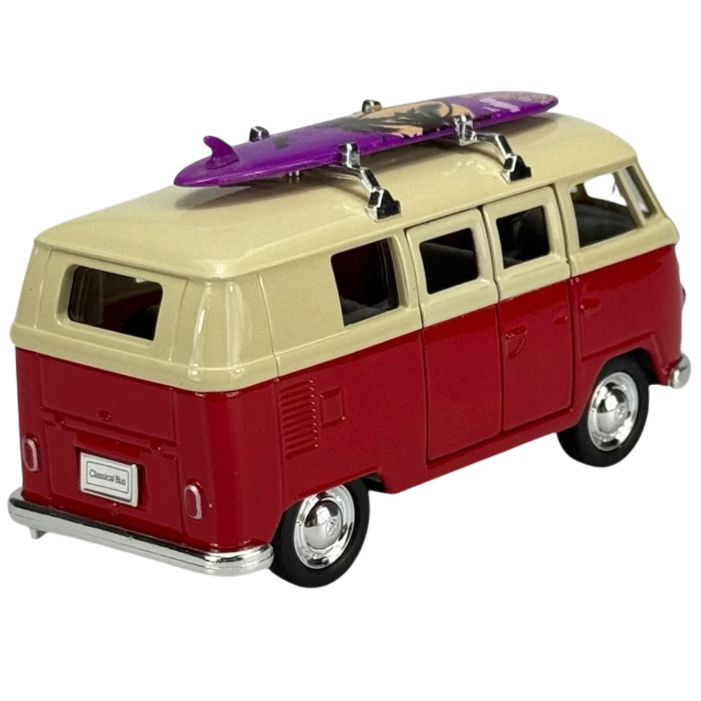 Welly 1963 Volkswagen T1 Bus Surfing Car Diecast Model Toy Red 1:34-1:39 Scale Collectible
