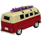 Welly 1963 Volkswagen T1 Bus Surfing Car Diecast Model Toy Red 1:34-1:39 Scale Collectible