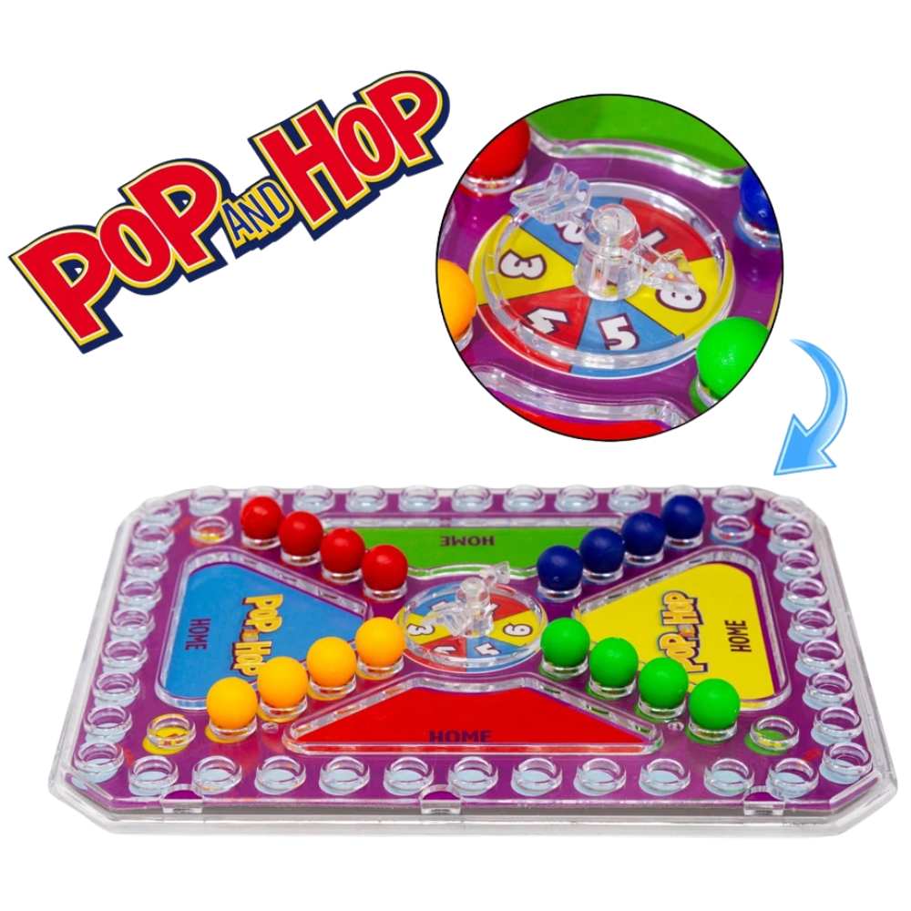 3-In-1 Travel Games Set for Kids Pop & Hop Four in a Row Noughts & Crosses Holiday Fun