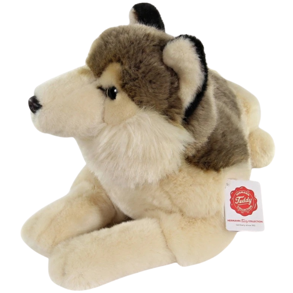 Teddy Hermann Lying Wolf Plush Soft Toy Puppy Dog Animal Teddy Gift 90855 Bnwt New Cuddly Toy