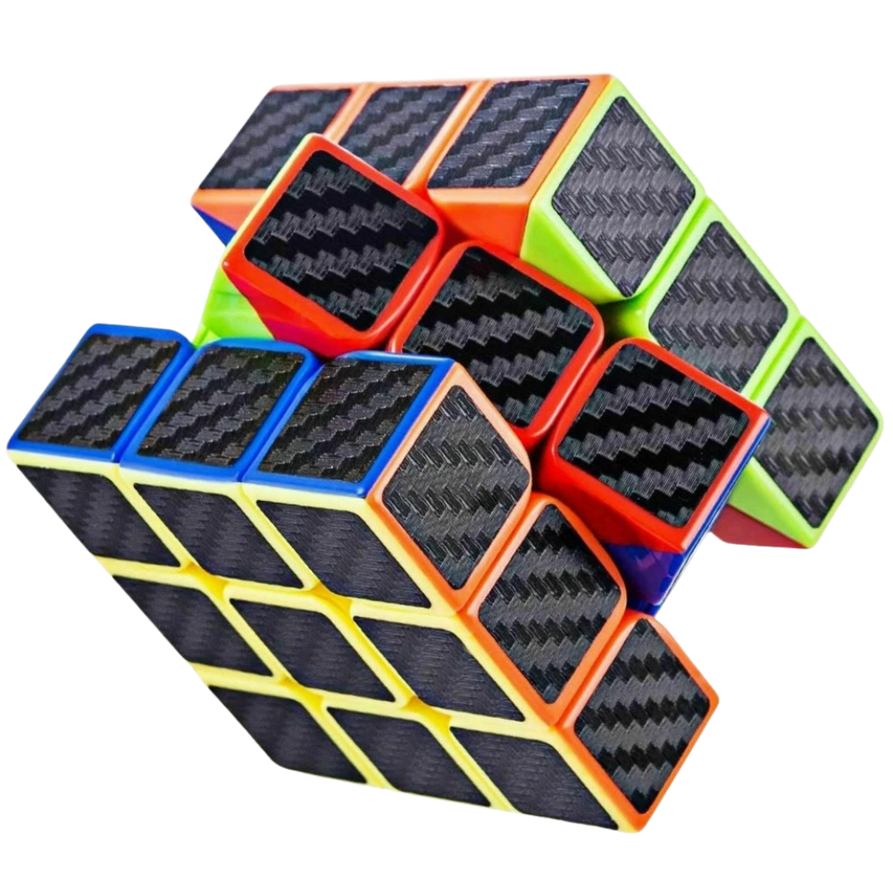 3x3 Carbon Fiber Sticker Speed Cube Puzzle Smooth Turning Memory Game Toy for Kids