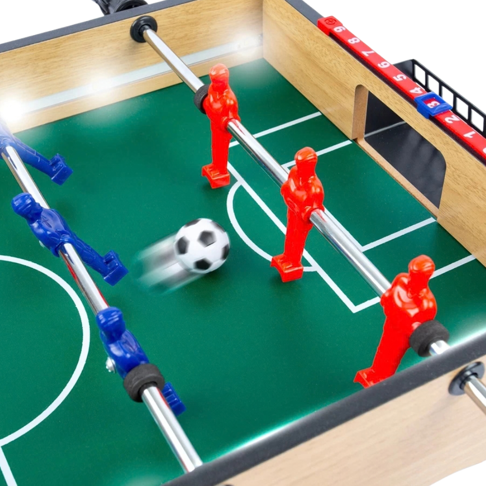 Tabletop Football Game 12 Footballers LED Mini Foosball Table Family Game