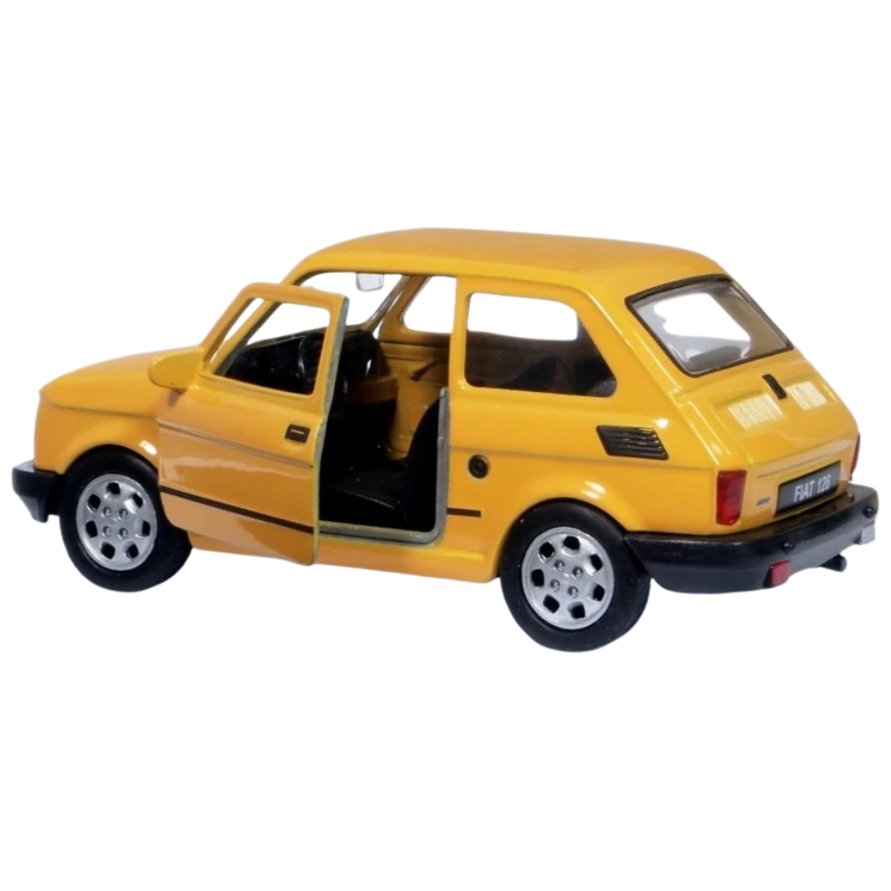 Welly Fiat 126p Yellow Diecast Model Car Toy 1:32-1:34 Scale Polish Italian Classic Collectible