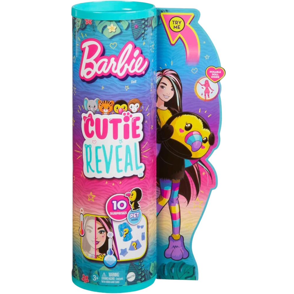 Barbie Cutie Reveal Toucan Jungle Series Plush Doll New Soft Cuddly Collectible Toy Gift