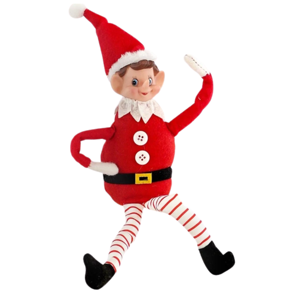 Christmas Elf Plush Toy 35cm Boy with Long Legs Poseable Shelf Figure Xmas Decor Gift Ideas