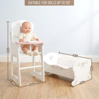 Baby Doll High Chair & Rocking Cradle Wooden Furniture Accessory Set for Bibi Doll Pretend