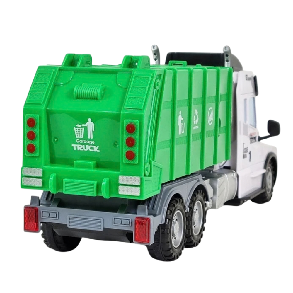 Rc Garbage Truck Toy with Lights Sounds Tipper Bin Steering Wheel Remote Control 3+