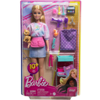 Barbie Malibu Pet Stylist Doll with Puppy Cart and 14 Accessories Playset Kids Role Play Gift
