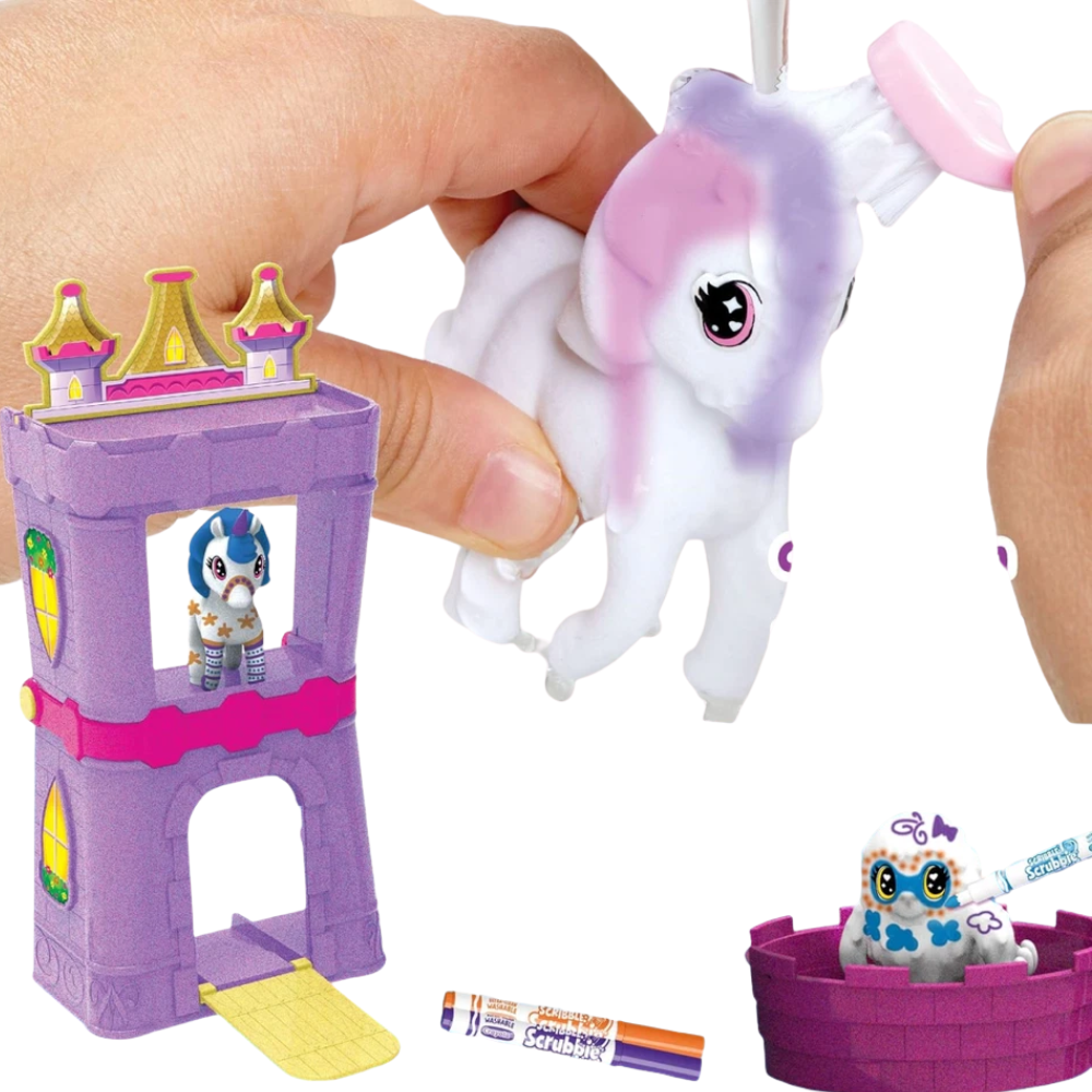 Crayola Washimals Peculiar Pets Playset Carry Case with Unicorn Yeti Markers Kids Toy Set