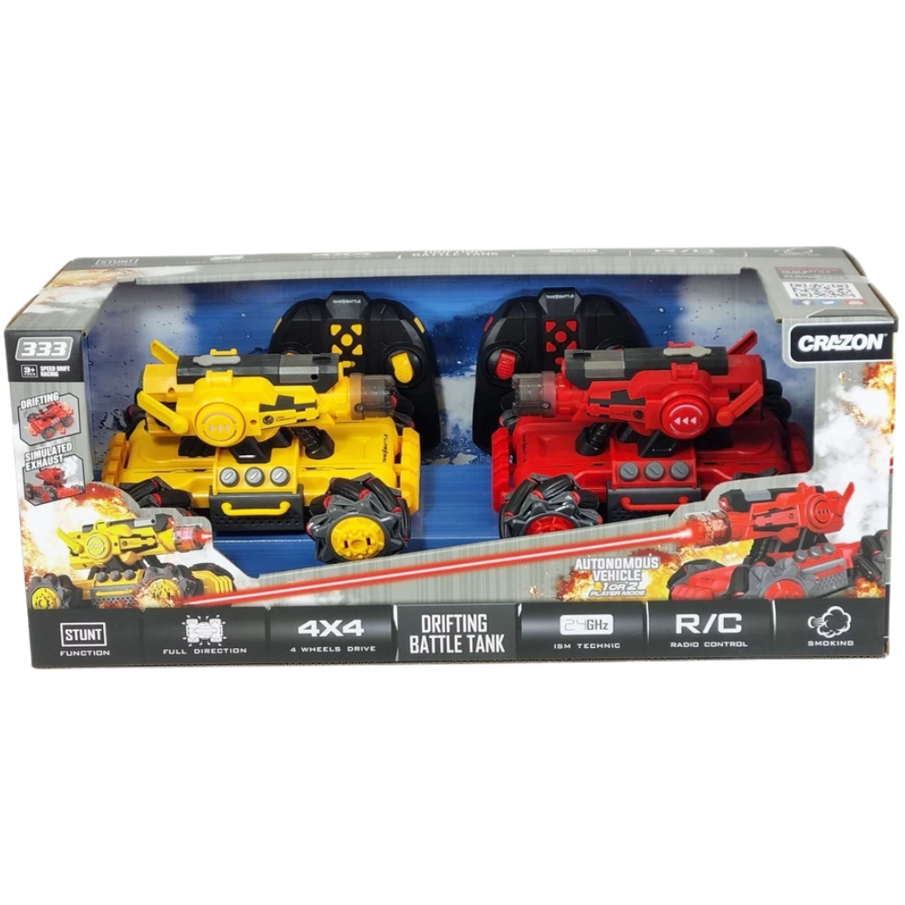 Remote Control Battle Tank Set Rc Infrared Fighting Smoking 2 Pack Kids Gift Toy Uk