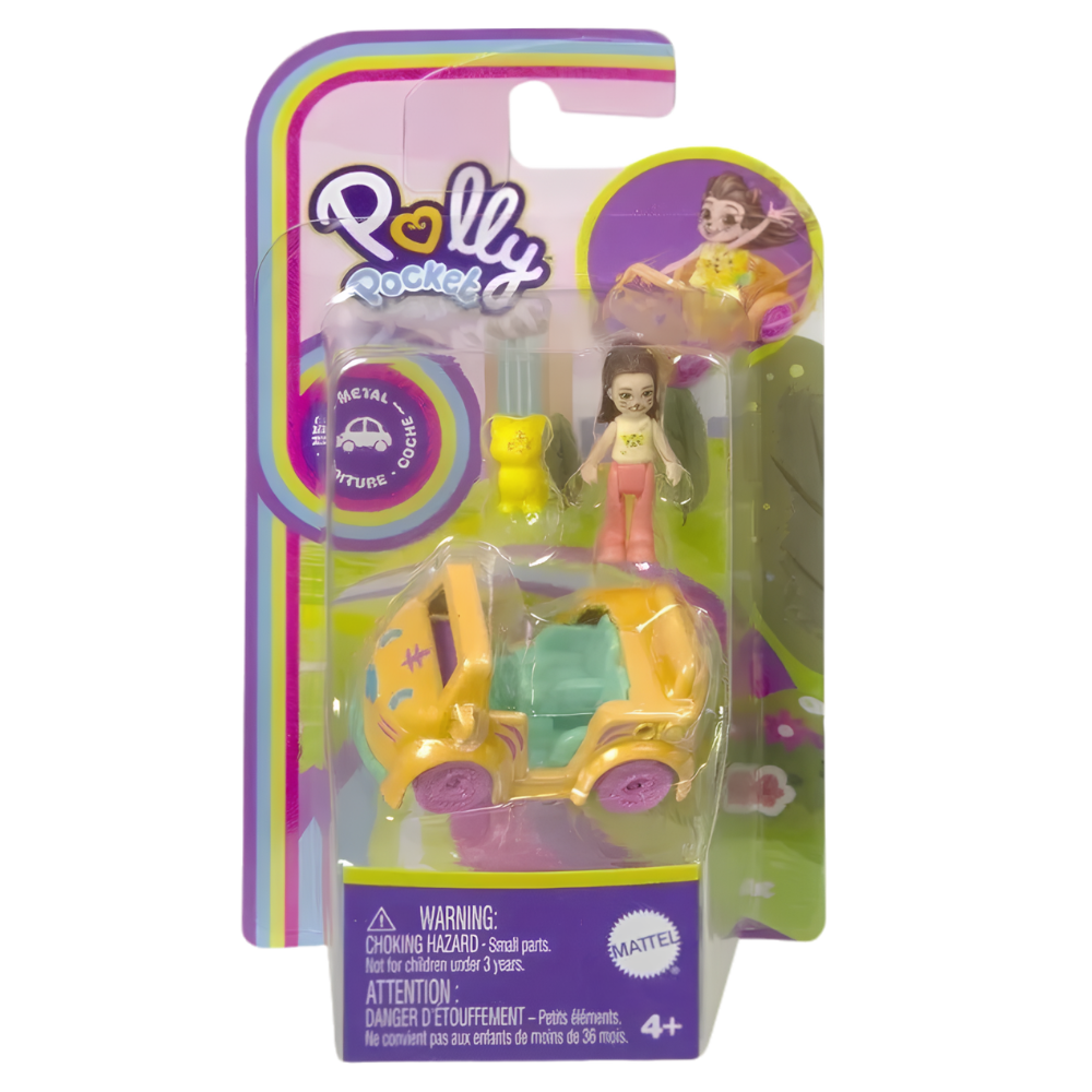 Polly Pocket Compact Playset with Micro Dolls & Metal Vehicle Mattel Gvm22 / Hkv55