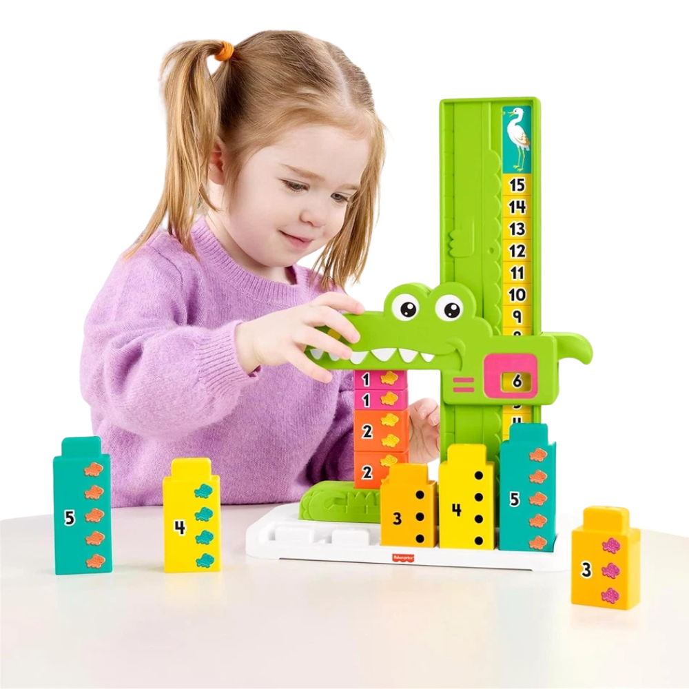 Fisher Price Adding Alligator Preschool Math Learning Toy Counting Blocks Stacking Game 3+