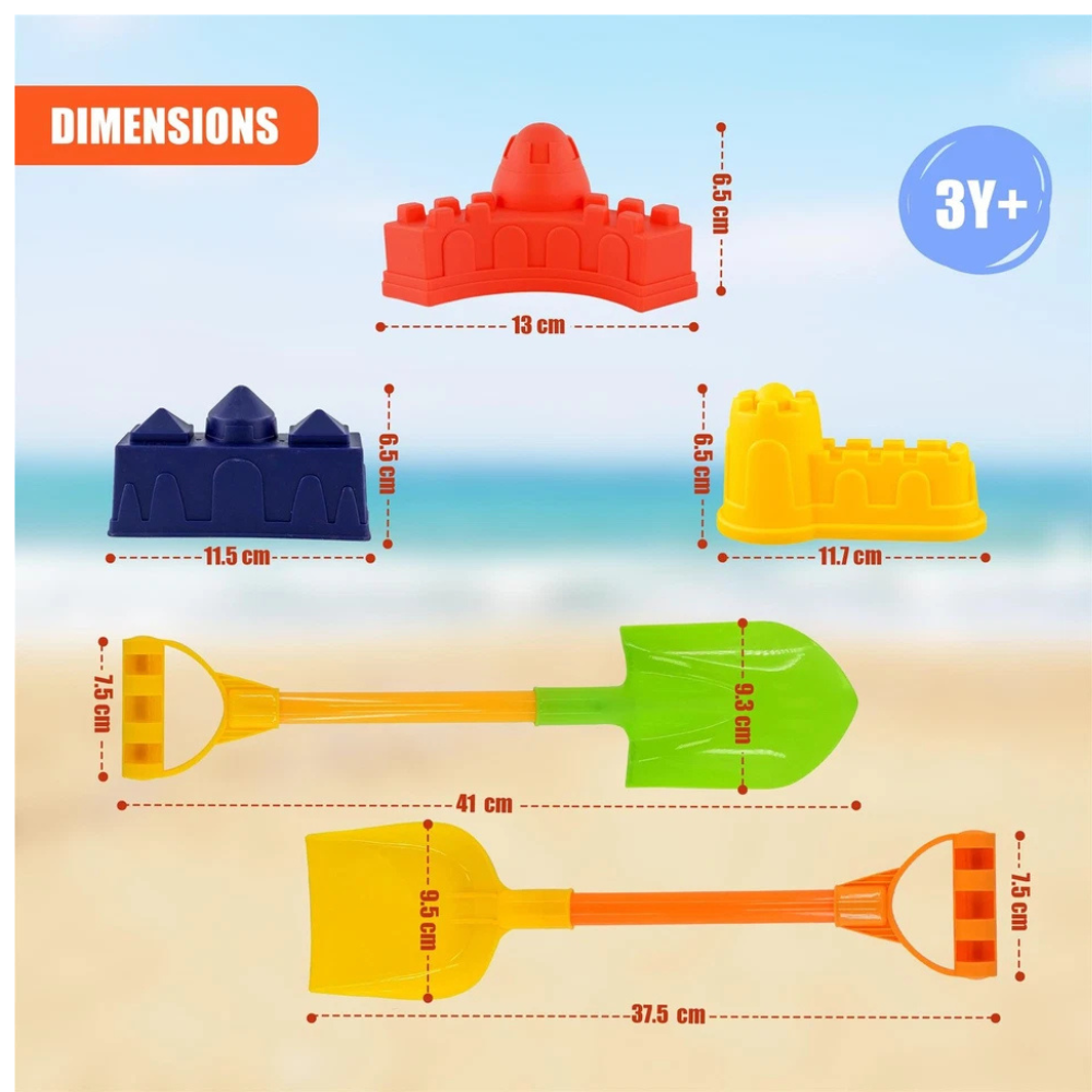 Kids Wheelbarrow Sand Playset 8 Pcs Beach Garden Toys Watering Can Shovels Moulds Mill