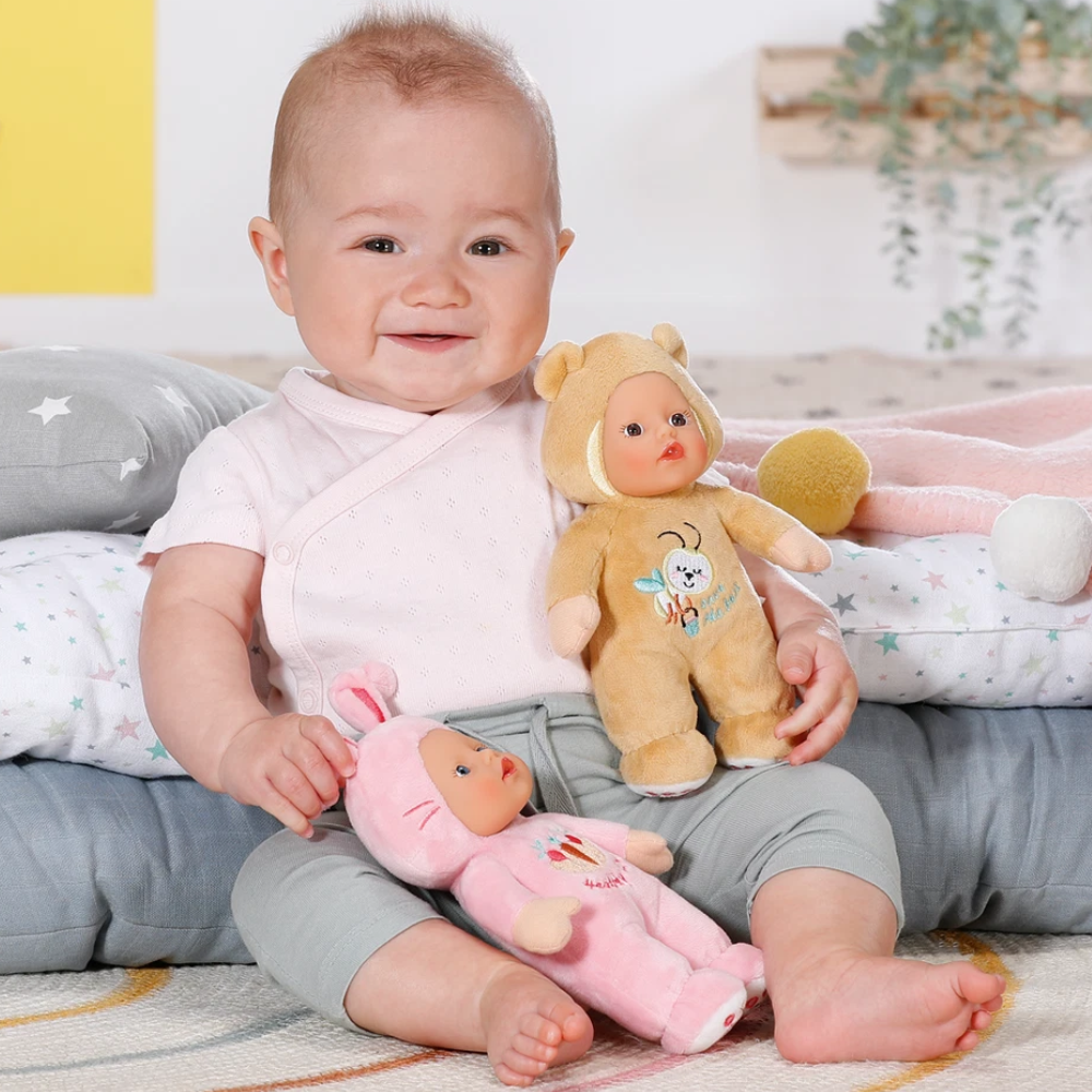 BABY born Cutie Baby Doll 18cm, Soft Sensory Animal Plush Toy, Assorted Bear or Bunny