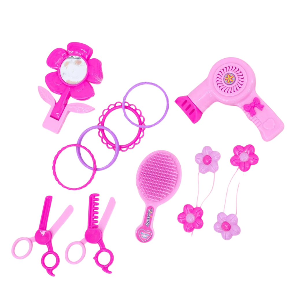 Kids Princess Vanity Dressing Table Stool Set Girls Toy Mirror Hairdressing Accessories Pink