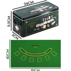 Poker Set 200 Pcs Casino Game in Tin Box with Playing Mat 2 Card Decks Chips Buttons
