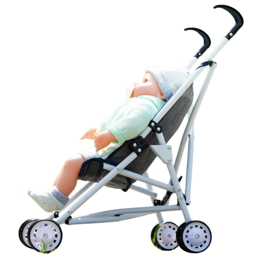 Baby Doll Foldable Blue Stroller Buggy Jogger Pram Accessory Toy for Dolls Up to 20 Inch