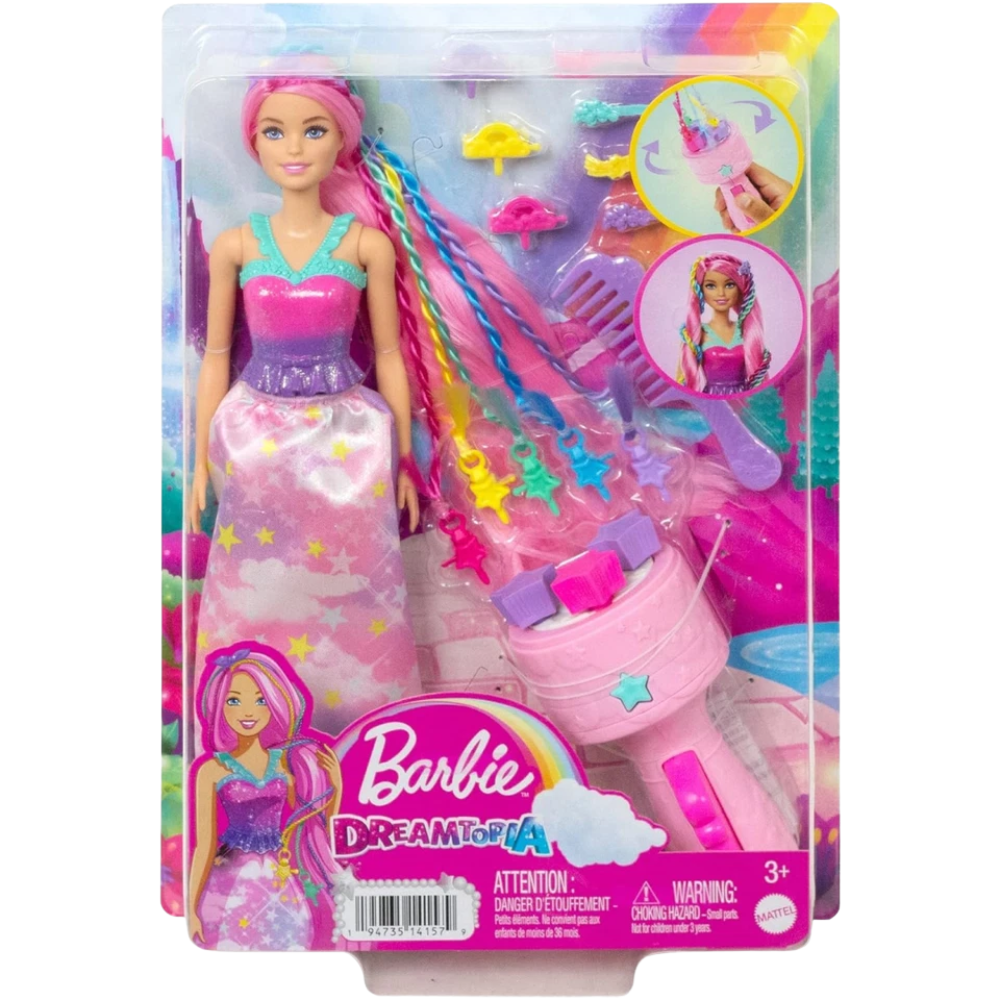 Barbie Dreamtopia Twist 'N Style Fantasy Braid Doll Rainbow Hair Accessories