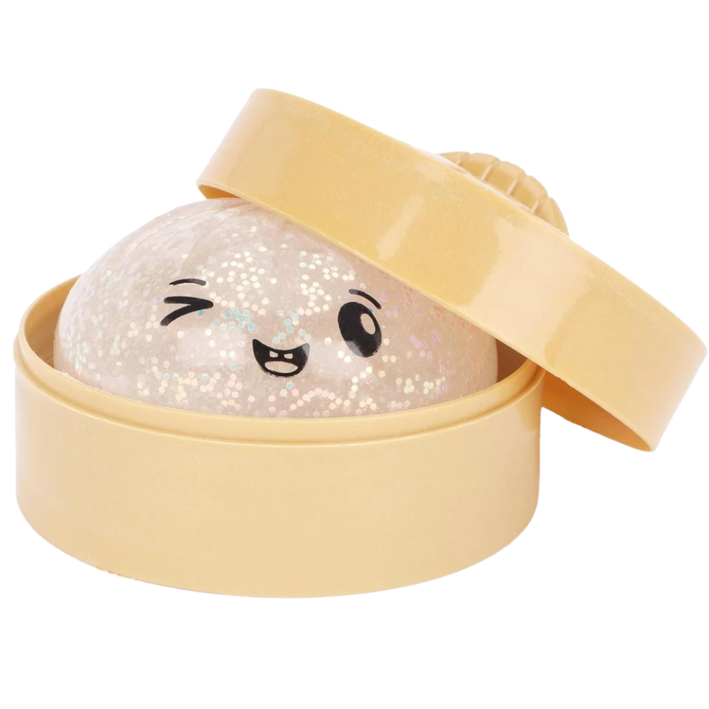 Toyland Iridescent Glitter Squishy Bao Dumpling Sensory Fidget Toy with Steamer Box