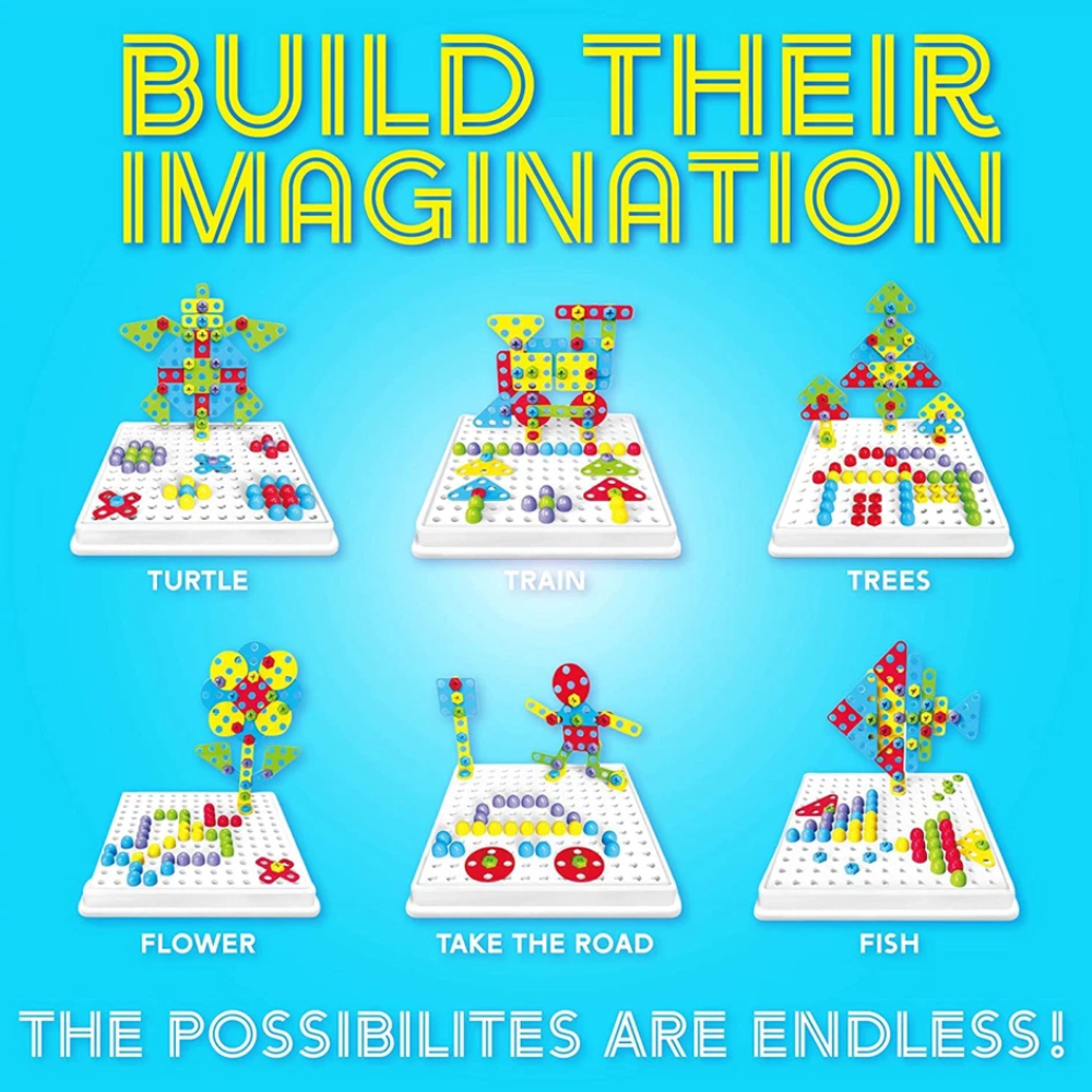 Toyvelt Creative 4-in-1 Drill Block Set 193pc STEM Building Toy Kids Ages 3+