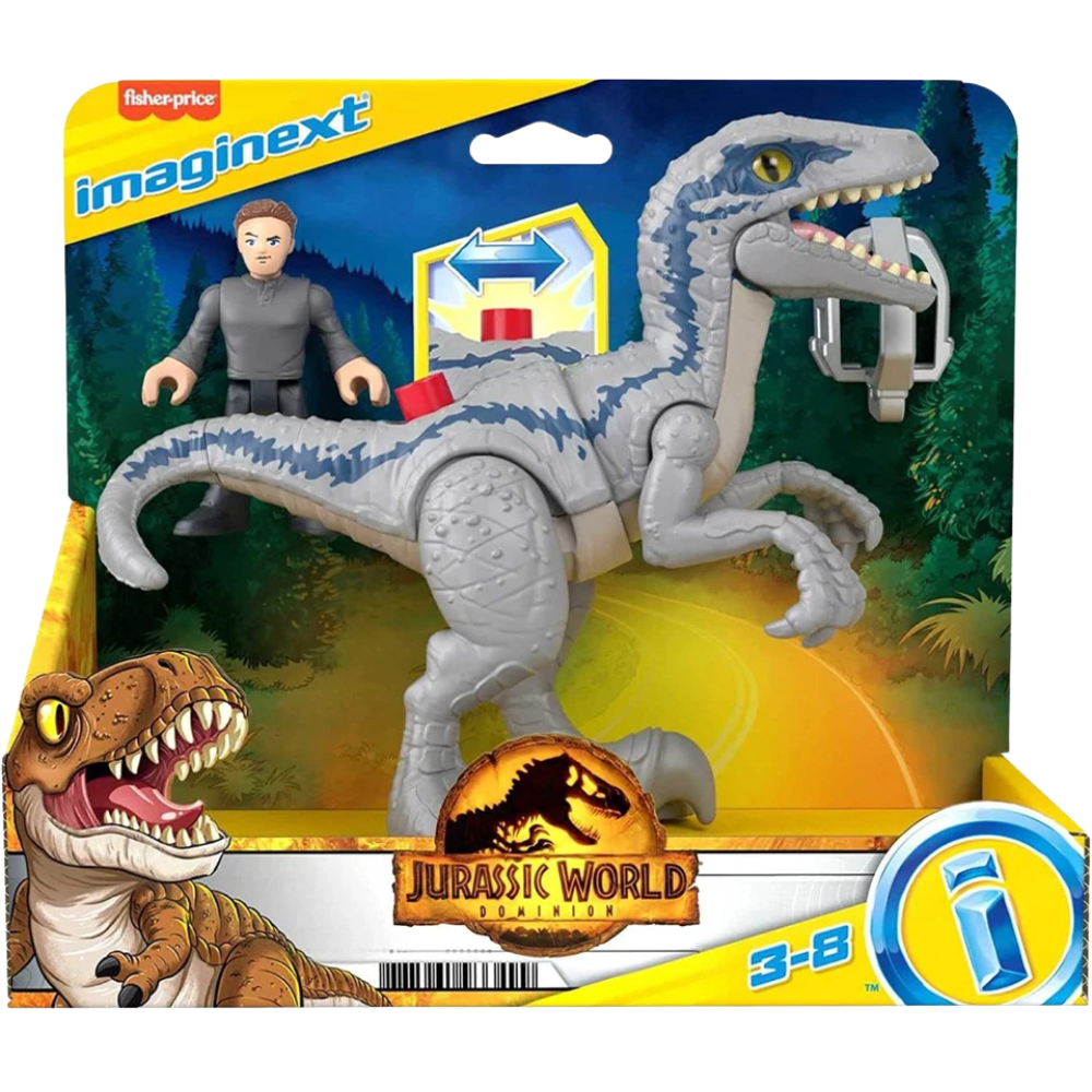 Imaginext Jurassic World Dominion Dinosaur Toy Set with Blue & Owen Grady Action Figures Kids