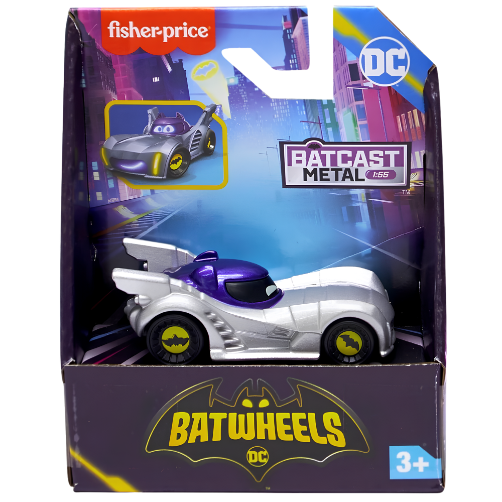 BATWHEELS Batcast Metal 1:55 Scale Die Cast Vehicle Official Fisher Price Batman Toy Car for Kids & Collectors