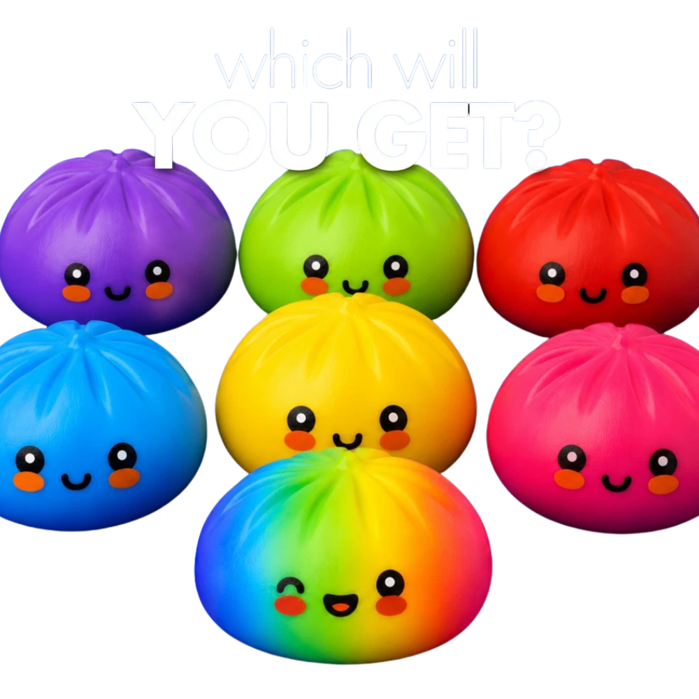 Rainbow Mystery Squishy Dumpling 3 Pack Bao Bun Fidget Toy Crazy Fun 10cm Cute Set Toys