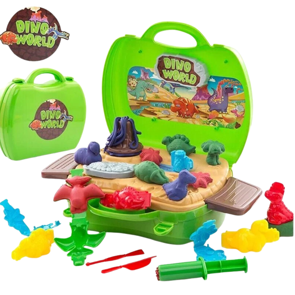 26PCS Dinosaur Dough Play Set for Kids with Moulds, Tools and Portable Storage Case