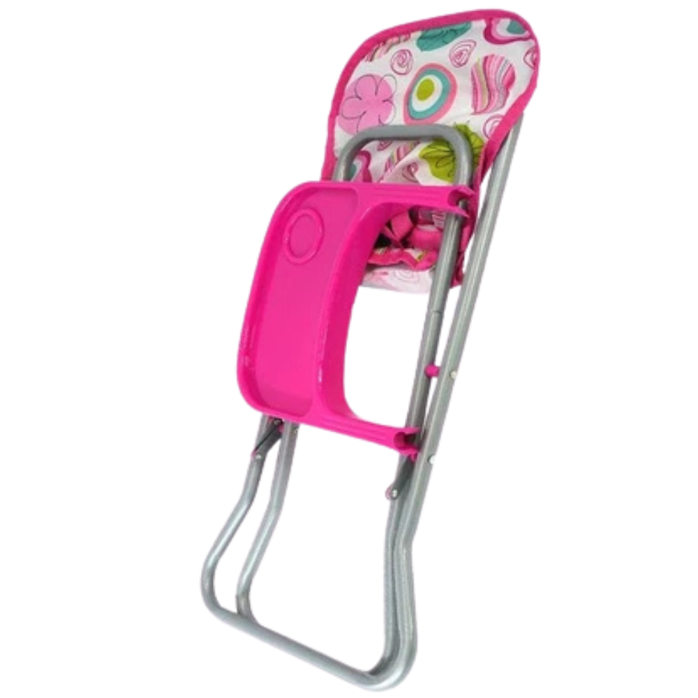 BiBi Doll Baby Doll High Chair Folding Pretend Play Furniture Pink Up to 20 Inch Dolls
