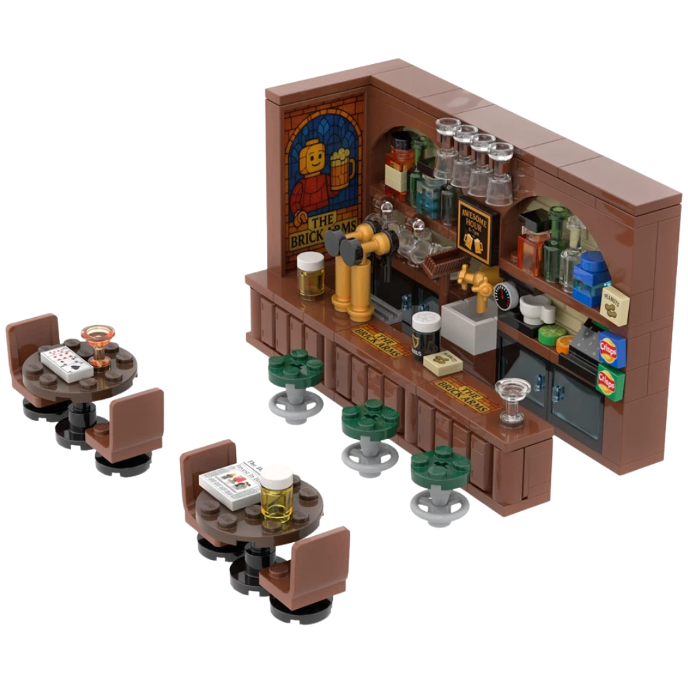 Lego Pub Bar Building Kit 228 Pieces City Modular Moc Custom Printed Accessories