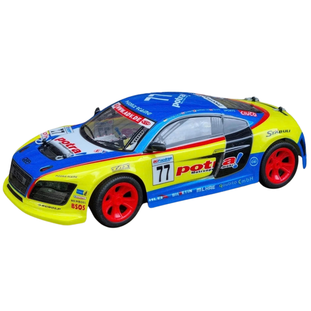1:10 RC Audi R8 Style Drift Car 45cm 2.4GHz LED Lights RWD Racing Toy 6+