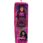 Barbie Fashionistas Doll Curvy Hair Checkered Dress Sneakers Pink & Black