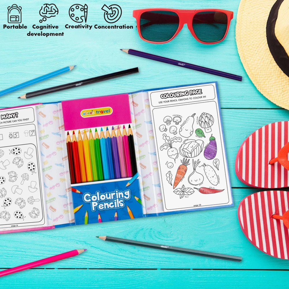 Abeec Travel Activity & Colouring Set for Kids Creative Drawing & Holiday Fun Kit Set