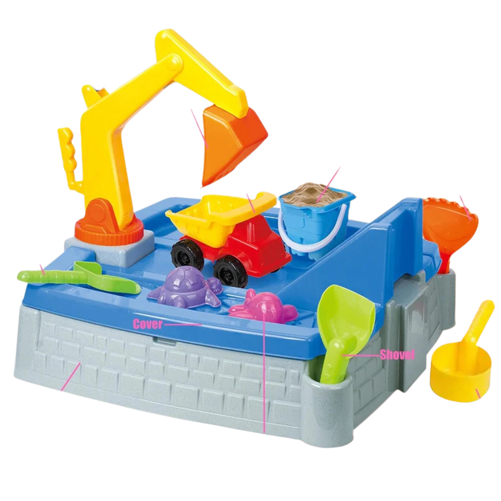 2-in-1 Kids Sand & Water Table Outdoor Garden Play Set with Truck & Crane