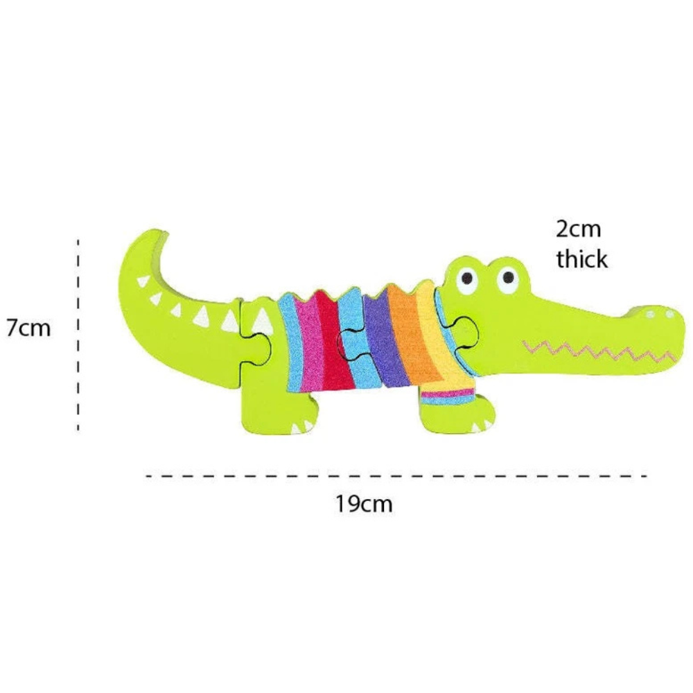 Orange Tree Toys Crocodile Wooden Puzzle Chunky Animal Learning Toy for Kids Gift New