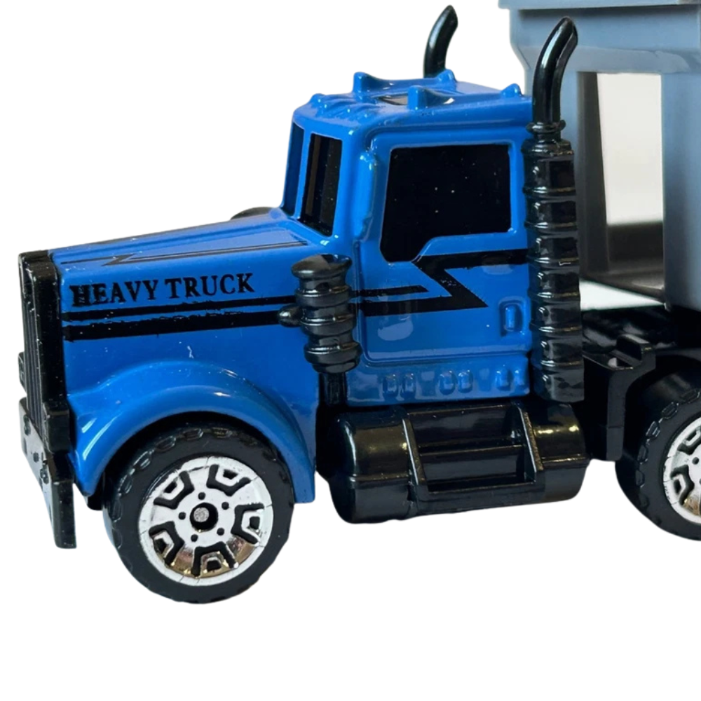 Blue Diecast Lorry Truck Transporter Hauler Toy Model Vehicle for Kids Collectors Display