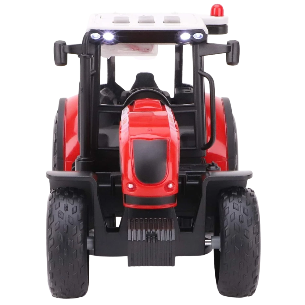 Toyland 37cm Red Tractor & Baler Farm Toy with Flashing Lights Horn Engine & Reversing Sounds Kids 3+