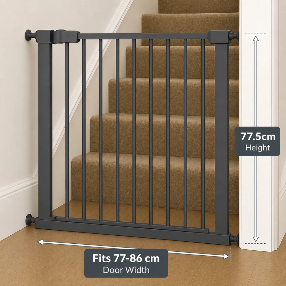 Fylo Baby Safety Stair Gate Pressure Fit Extra Wide Grey Child Pet Home Protection Gate