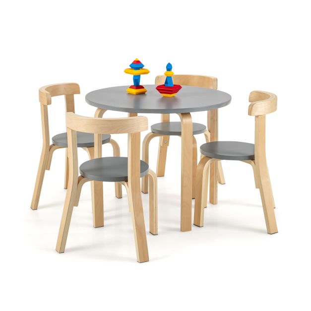 Kids 5-Piece Bentwood Table & Curved Back Chairs Set