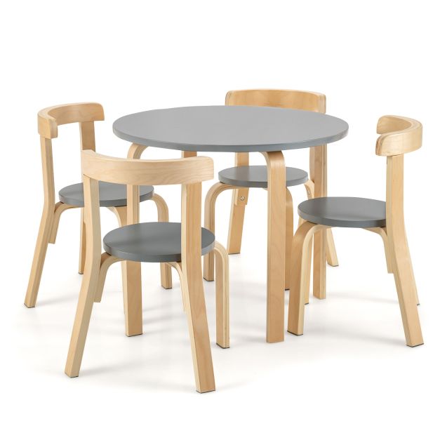 Kids 5-Piece Bentwood Table & Curved Back Chairs Set