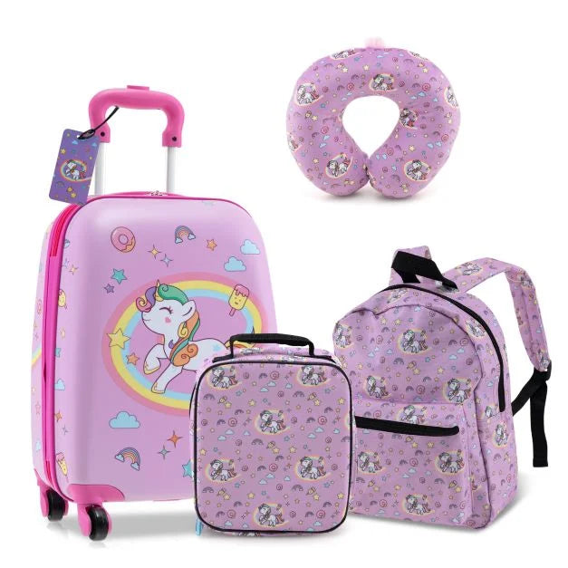 Children’s 5-Piece Rolling Suitcase and Backpack Luggage Set