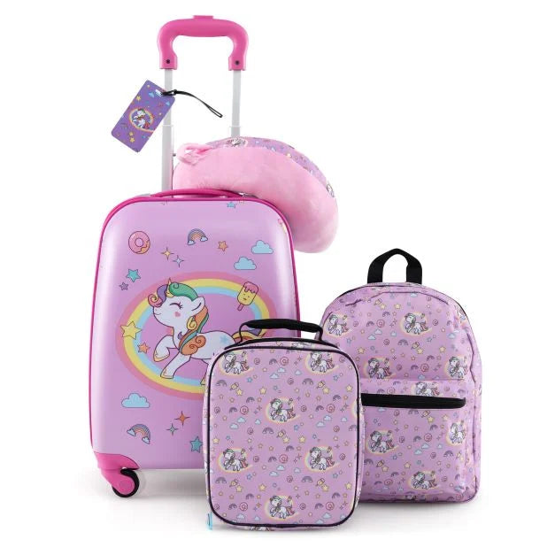 Children’s 5-Piece Rolling Suitcase and Backpack Luggage Set