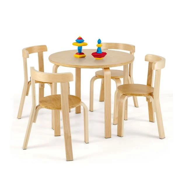 Kids 5-Piece Bentwood Table & Curved Back Chairs Set