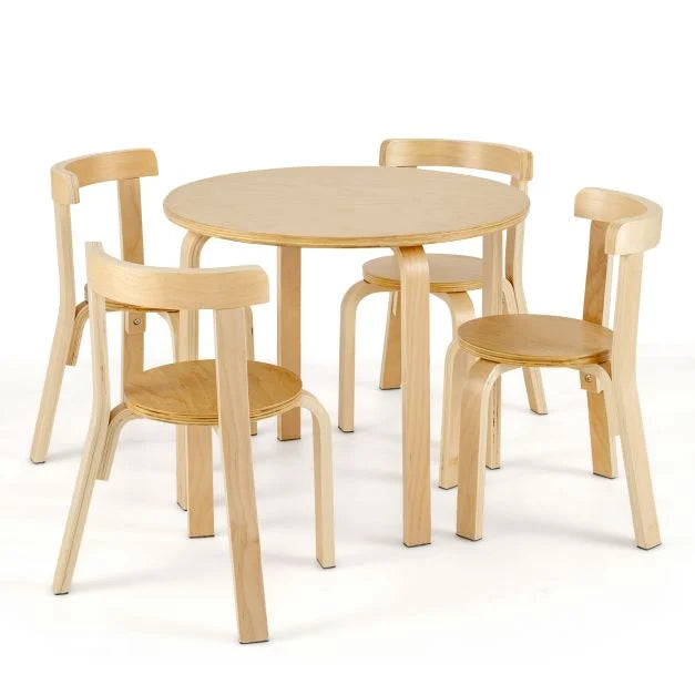 Kids 5-Piece Bentwood Table & Curved Back Chairs Set