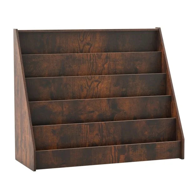 Toddler 5-Tier Wooden Bookshelf with Extra-Deep Compartments