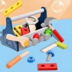 21-Piece Wooden Toolbox Toy Set for Children with Pretend Play Hammer, Spanner and Screwdriver