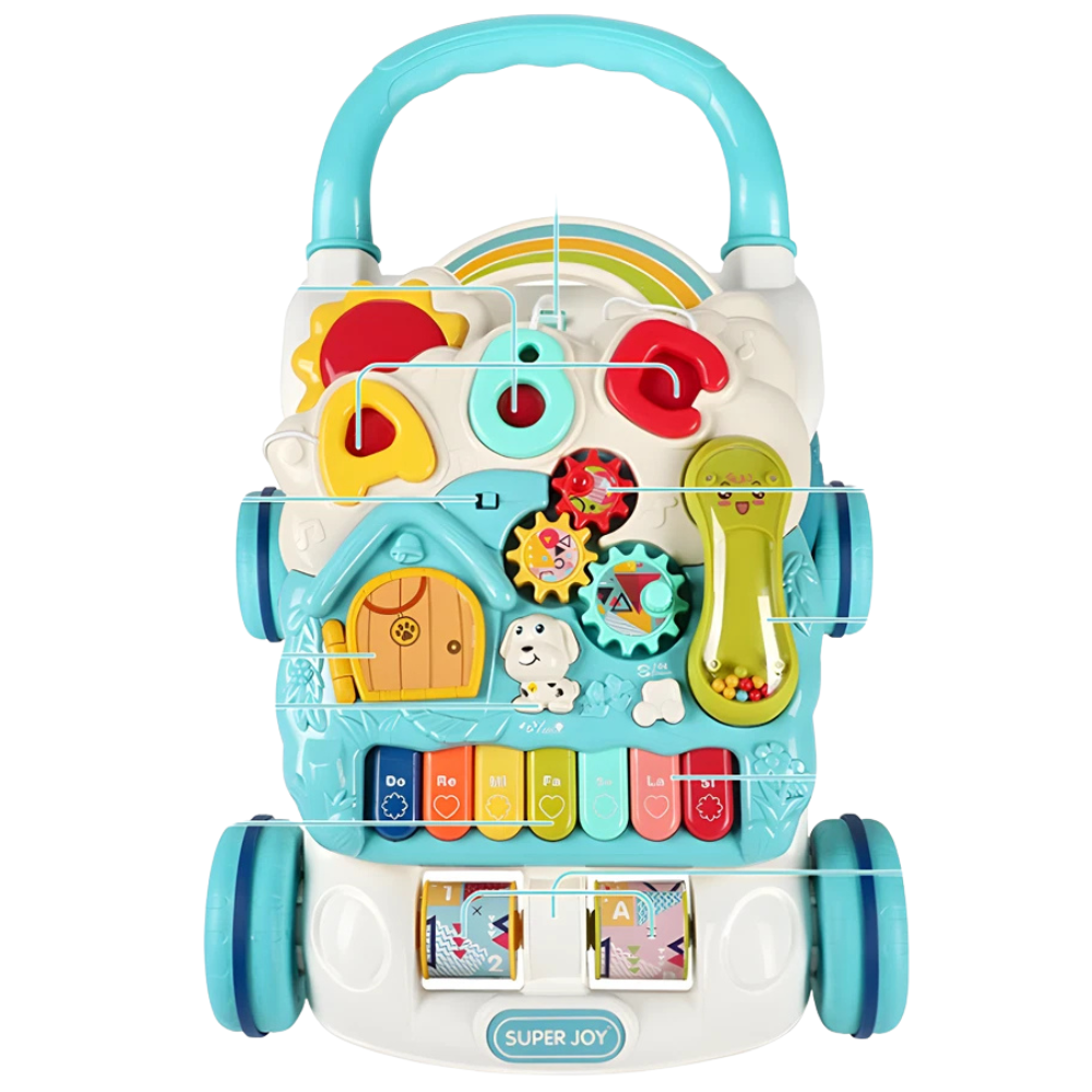 Multifunctional 2-in-1 Baby Walker with Detachable Activity Centre, Lights, Music and Piano Keys