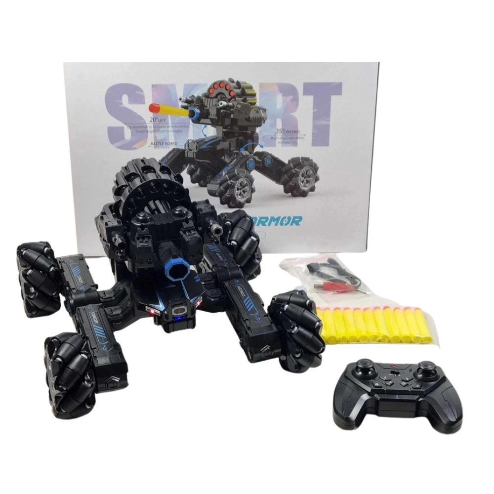 Rc Battle Tank 4wd Soft Dart Gun Smoking Effects Led Lights Remote Control Kids 8+