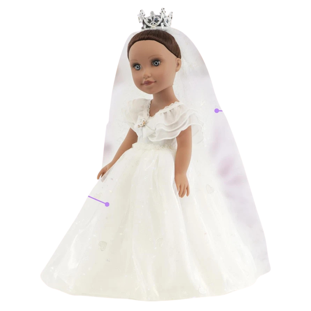 Fashion Baby Doll 18 Inch Bride Lily Wedding Gown Movable Long Hair Girls Toy Gift