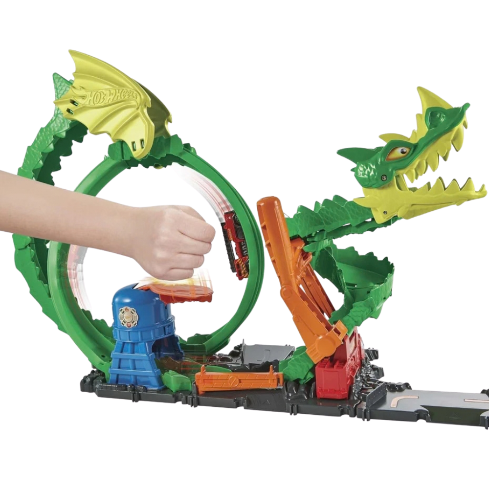 Hot Wheels City Fire Station Track Set Dante Dragon Nemesis Stunt Car Playset Kids 5+